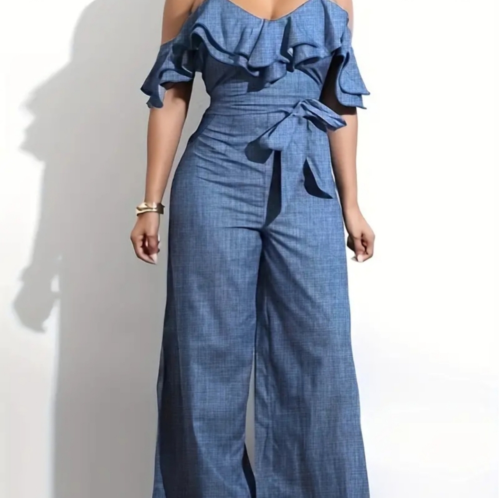 Jumpsuit, ruffled, wide leg